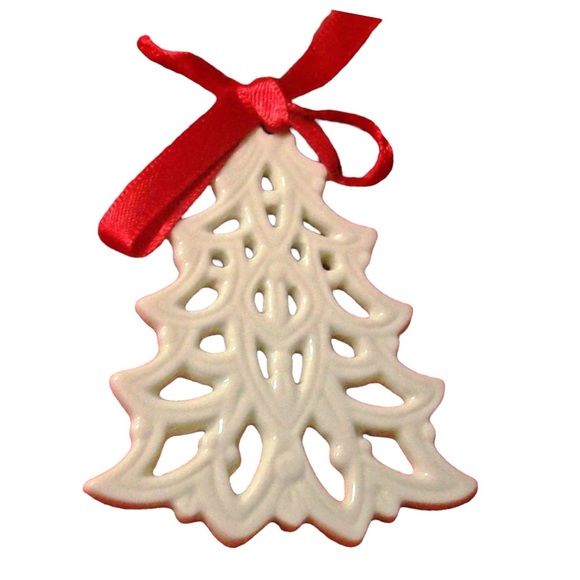 Lenox Pierced Porcelain Christmas Tree Ornament Charm 2 1/2 inch - Picture 2 of 4